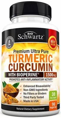 Kurkuma-Curcumin mit schwarzem Bioperine-Pfeffer und Ingwer – 120 vegetarische Kapseln für eine bessere Aufnahme